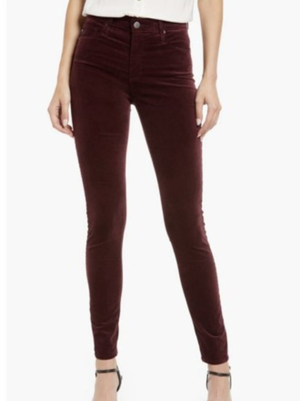 AG Women’s Size 31 Wine Bloom The Farrah High-Rise Skinny Velveteen Jeans Casual